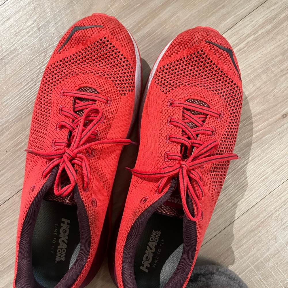 Hoka one time to fly red sneaker
